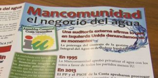 Izquierda Unida presentará mañana una moción para revocar la concesión a ‘Aguas y Servicios’