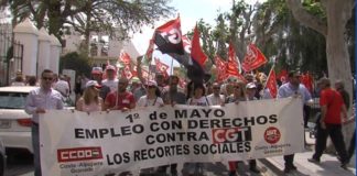 Los sindicatos CGT, UGT y CC.OO conmemoraron de forma conjunta el 1º de Mayo en Motril con una manifestación